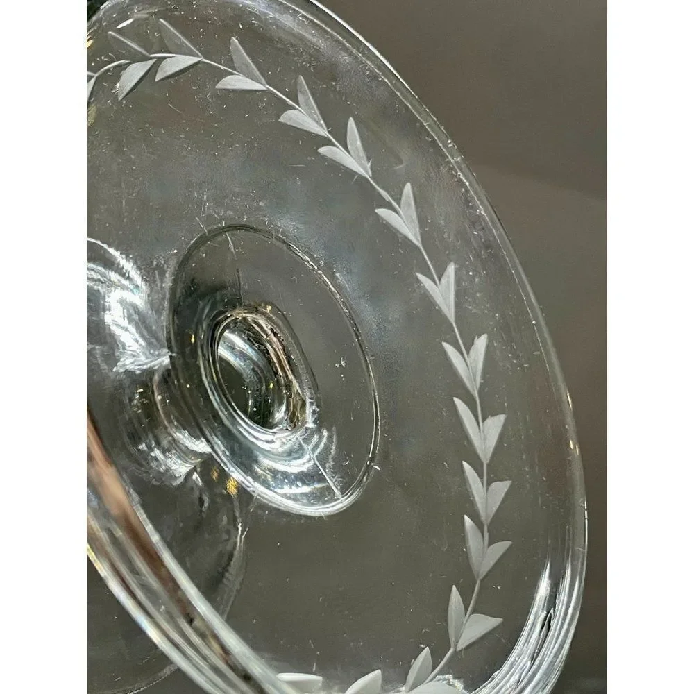 Vintage Etched Clear Depression Glass Sugar Bowl and Creamer Set 4 Pieces